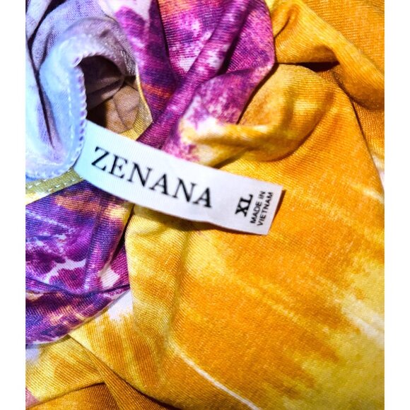 Zenana Tie-Dye Purple & Yellow Sleeveless Tank Top XL Polyester Blend - Picture 3 of 5